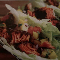 Ancho Chile Salmon in Lettuce Tacos
