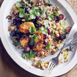 Ancient grain salad with grilled haloumi