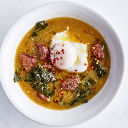 Andouille and Collard Greens Soup with Cornmeal