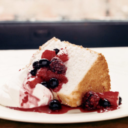 Angel Food Cake with Three-Berry Compote