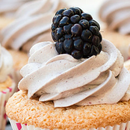 Angel Food Cupcakes with Blackberry Frosting