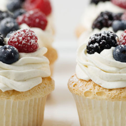 Angel Food Cupcakes with Whipped Cream and Berries