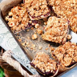 Apple and blackberry bars with hazelnut crumble