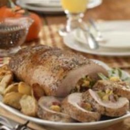 Apple and Cornbread-Stuffed Pork Loin with Roasted Apple Gravy