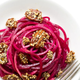 Apple + Beet Noodle Salad with Candied Quinoa