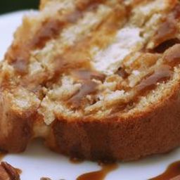 Apple Bundt Cake with Cream Cheese Filling and Caramel Pecan Glaze