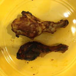 Apple butter BBQ drumsticks with guacamole slaw