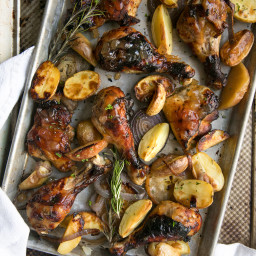 Apple Butter Roasted Chicken with Onions and Potatoes