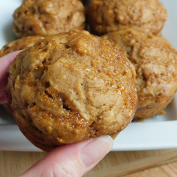 Apple cinnamon pumpkin muffins with caramel drizzle