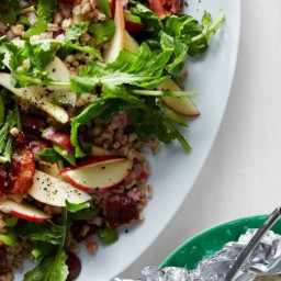 Apple, Farro and Bacon Salad with Warm Feta Cheese