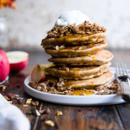 Apple Healthy Oatmeal Protein Pancakes with Greek Yogurt