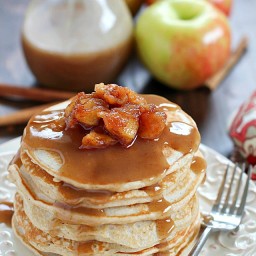 Applesauce Pancakes with Cinnamon Syrup