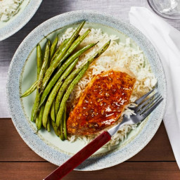 Apricot Ginger Chicken with Roasted Green Beans and Jasmine Rice