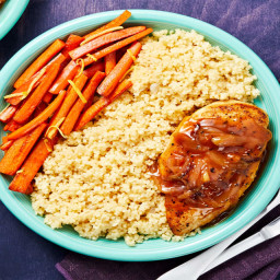 Apricot-Glazed Chicken with Lemony Roasted Carrots and Couscous