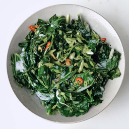 Aromatic Wilted Greens with Coconut Milk