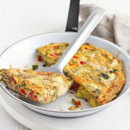 Artichoke and roasted red pepper soufflé omelette