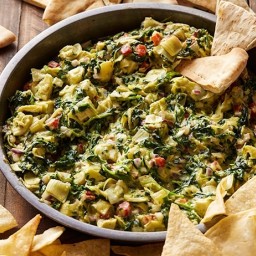 Artichoke Spinach Dip with Roasted Red Bell Peppers