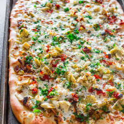 Artichoke, Sun Dried Tomatoes and Goat Cheese Pizza