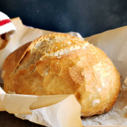 Artisan bread: five-minute mix, sit overnight, bake next day.
