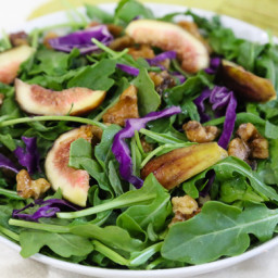 Arugula and Fresh Fig Salad with Maple-Glazed Walnuts