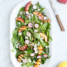 Arugula and Grilled Peach Salad with Mint