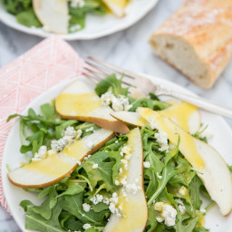Arugula, Pear and and Blue Cheese Salad with Warm Vinaigrette