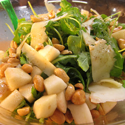 Arugula, Pear & Peanut Salad with Shaved Greek Cheese