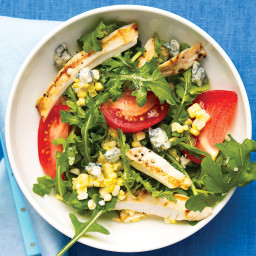 Arugula Salad with Grilled Chicken, Corn, Tomatoes, and Blue Cheese