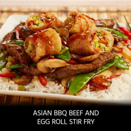 Asian BBQ Beef and Egg Roll Stir-Fry