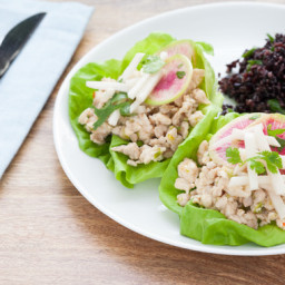 Asian Chicken Lettuce Wraps with Chinese Black Rice