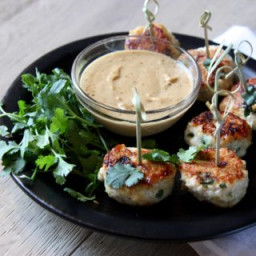 Asian Chicken Meatballs with Spicy Peanut Sauce