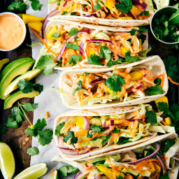 Asian Chicken Tacos with A Mango Slaw