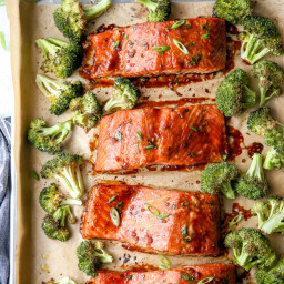Asian-Glazed Sheet-Pan Salmon and Broccoli