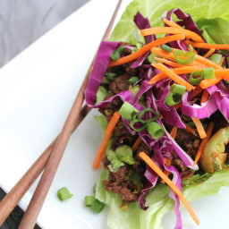 Asian Ground Beef and Veggie Lettuce Wraps