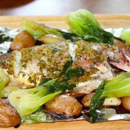 Asian Inspired Roasted Red Snapper and Braised Bok Choi