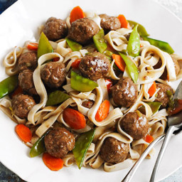 Asian Meatballs with Lo Mein Noodles