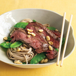 Asian Noodle Bowls with Steak and Snow Peas