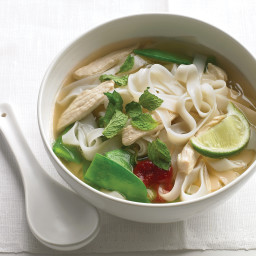 Asian Noodle Soup with Chicken and Snow Peas