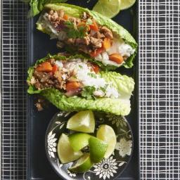 Asian Pork Lettuce Wraps with Coconut-Lime Rice recipe