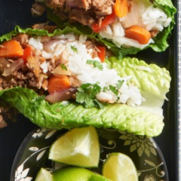 Asian Pork Lettuce Wraps with Coconut-Lime Rice Recipe