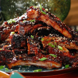 Asian Spice Rubbed Ribs with Pineapple-Ginger BBQ Sauce and Black and White
