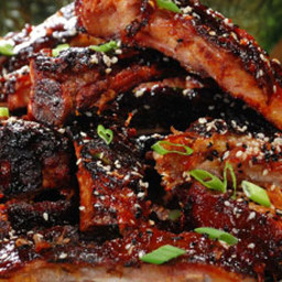 Asian Spice Rubbed Ribs with Pineapple-Ginger BBQ Sauce and Black and White