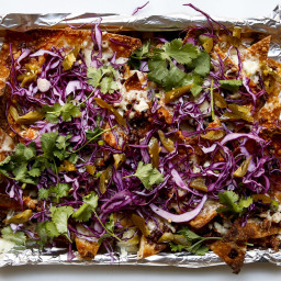 Asian-Style Pork Nachos with Red Cabbage and Scallions