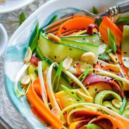 Asian Summer Ribbon Salad with Lite Sesame Soy Dressing