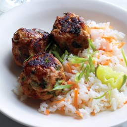 Asian Turkey Meatballs with Carrot Rice