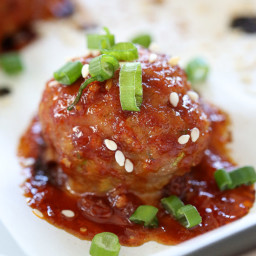 Asian Turkey Meatballs with Gochujang Glaze