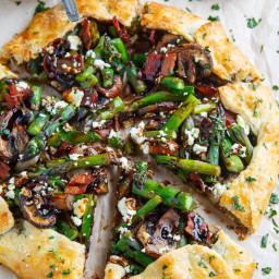 Asparagus and Mushroom Galette with Bacon, Goat Cheese and Balsamic Reducti