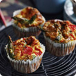 Asparagus and roast pepper muffins