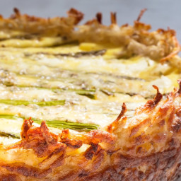 Asparagus and Two-Cheese Quiche with Hash-Brown Crust