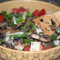 Asparagus, Mushroom and Tomato sauté with Fresh Basil and Parmesan Cheese